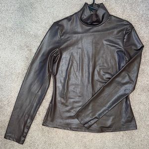 NEW Brown Stretchy Pleather Long Sleeve